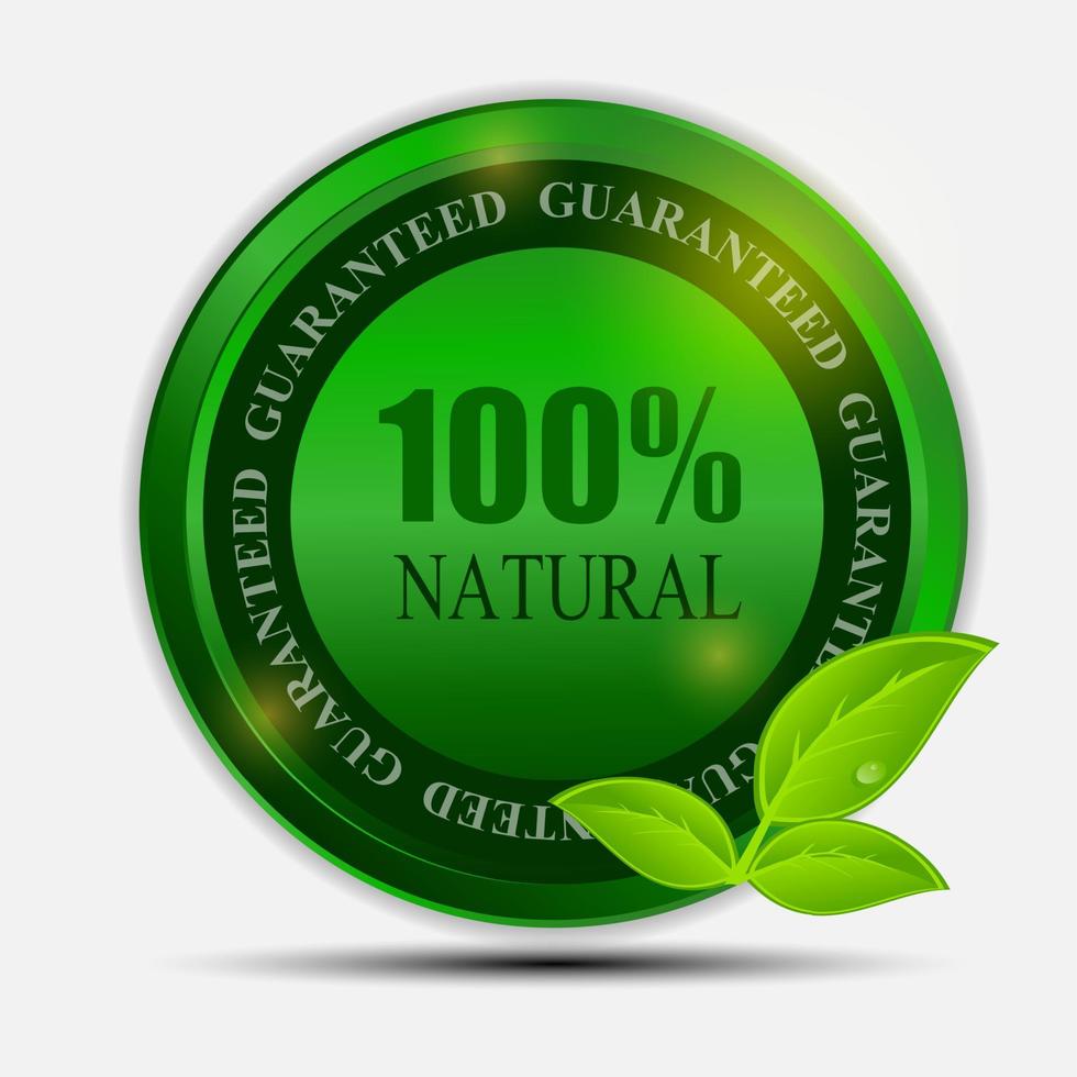 100 etichetta verde naturale isolata su white.vector illustration vettore