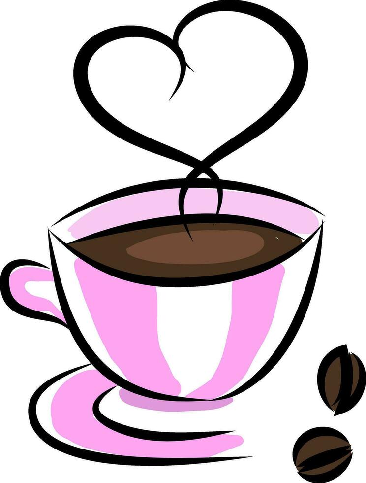 caffè nel un' rosa tazza semplice vettore illustrazione su bianca sfondo.