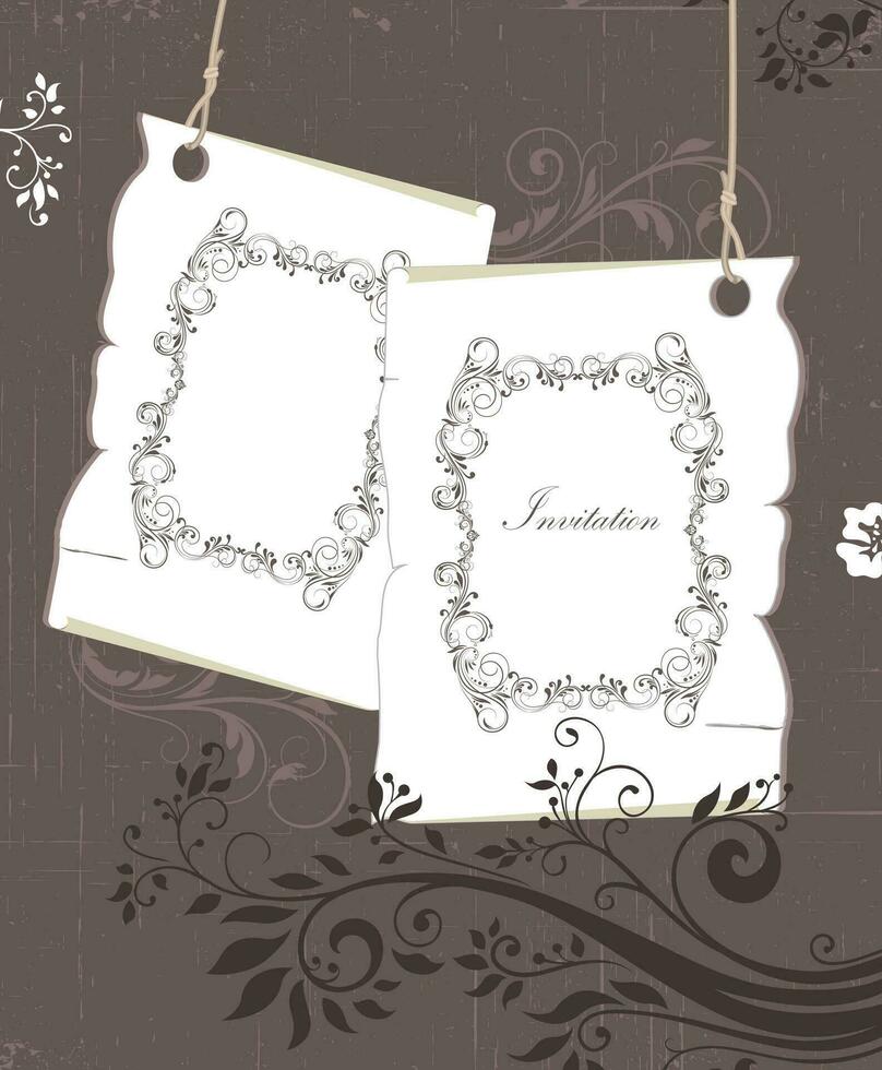 Vintage ▾ invito carta con ornato elegante retrò astratto floreale design vettore