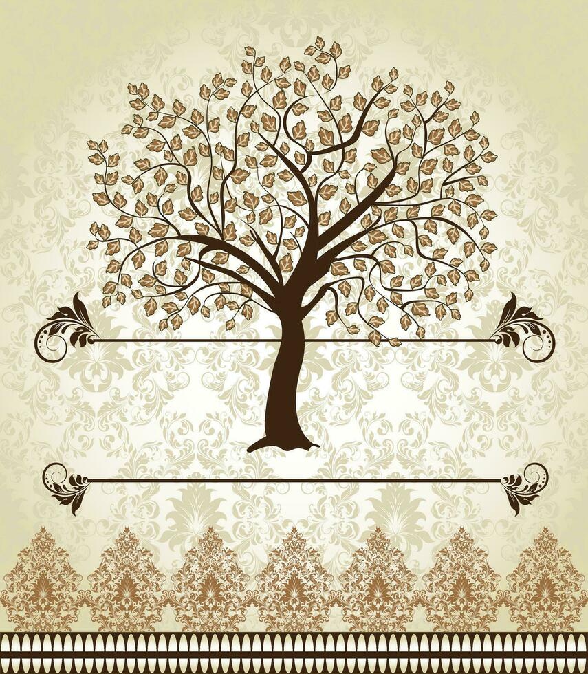 Vintage ▾ invito carta con ornato elegante retrò astratto floreale albero design vettore