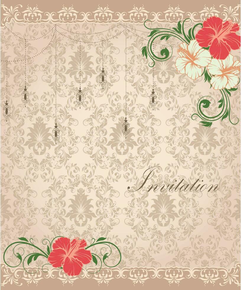 Vintage ▾ invito carta con ornato elegante retrò astratto floreale design vettore