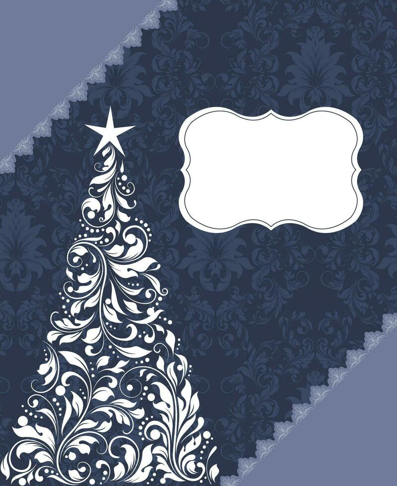 Vintage ▾ Natale carta con ornato elegante retrò astratto floreale design vettore