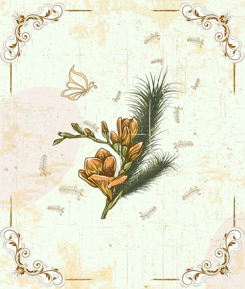 Vintage ▾ invito carta con ornato elegante retrò astratto floreale design vettore