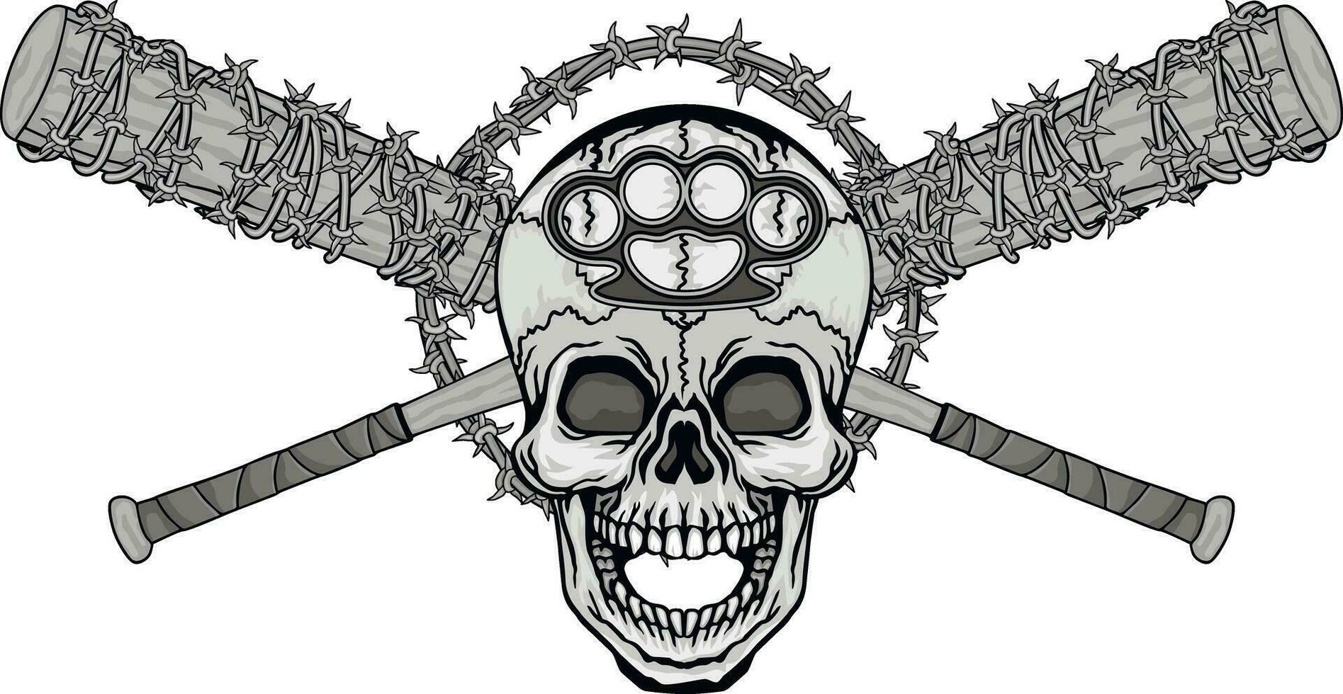 emblema aggressivo con teschio, magliette di design vintage grunge vettore