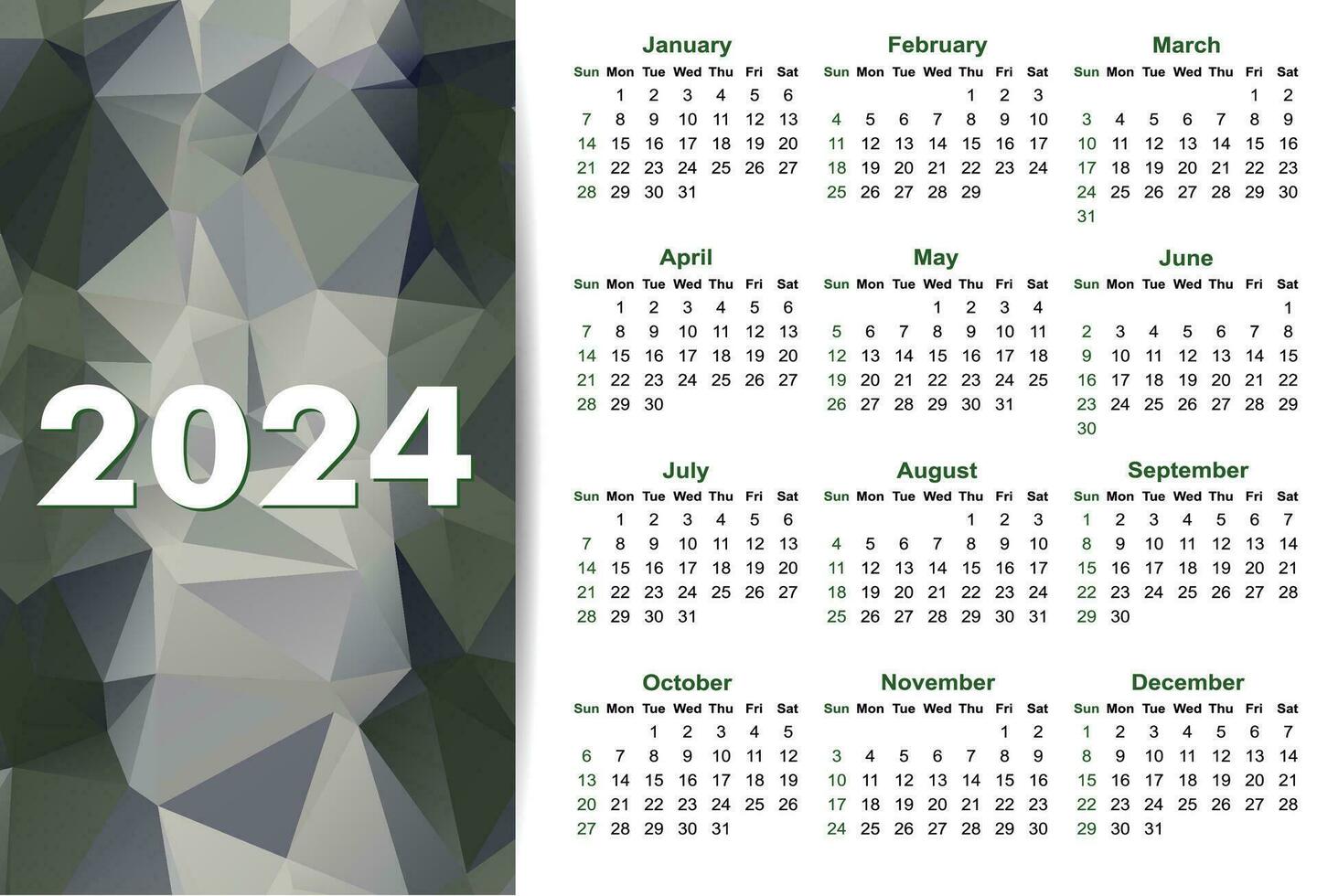 semplice calendario per 2024 anno. vettore