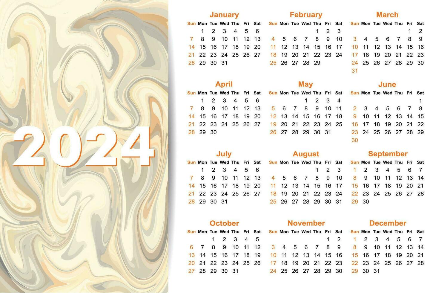 nuovo 2024 semplice calendario design vettore
