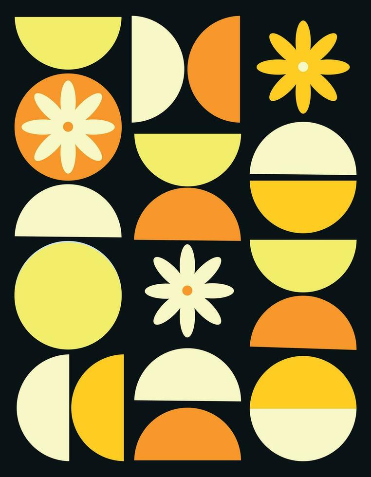 impostato di fiori. astratto bandiera nel bauhaus stile. elementi di bauhaus fiori. bauhaus manifesto. vettore illustrazione