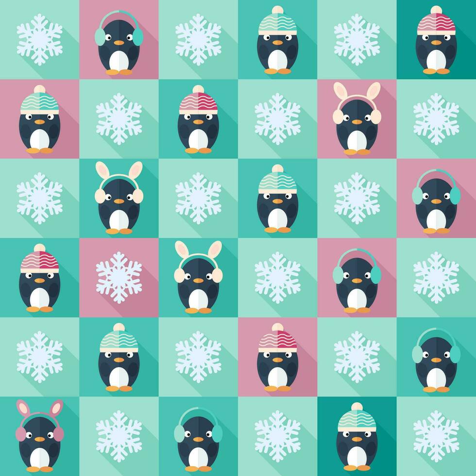 Natale senza soluzione di continuità modello con pinguini vettore
