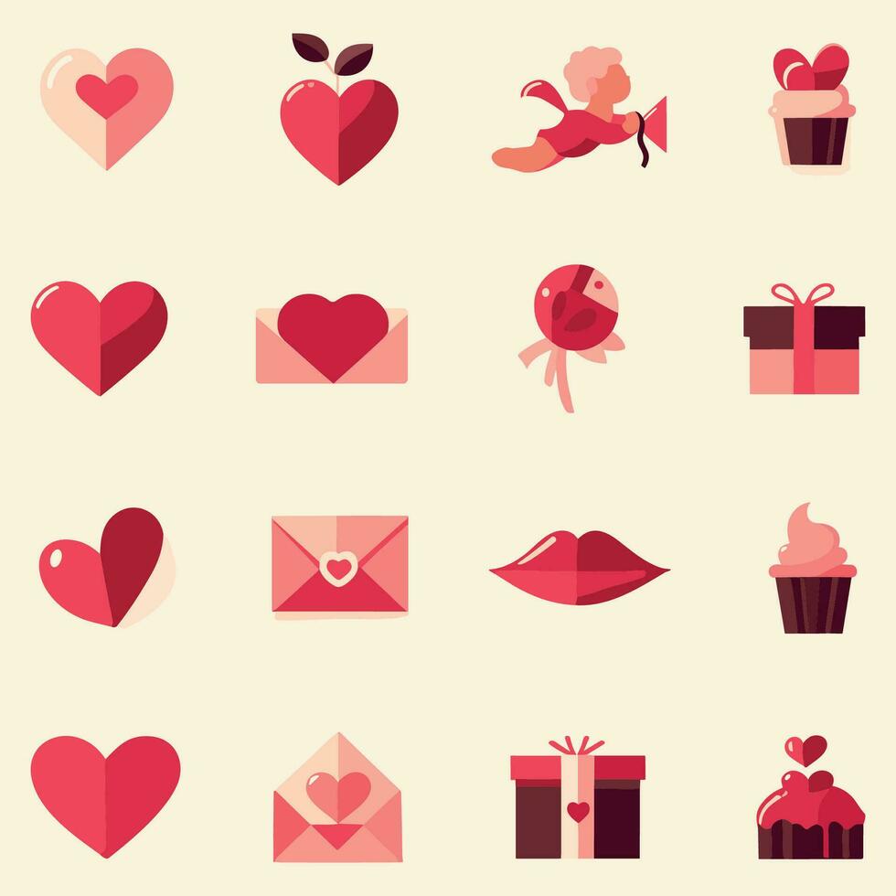 vettore cuori collezione amore concetto contento san valentino giorno cuori icone
