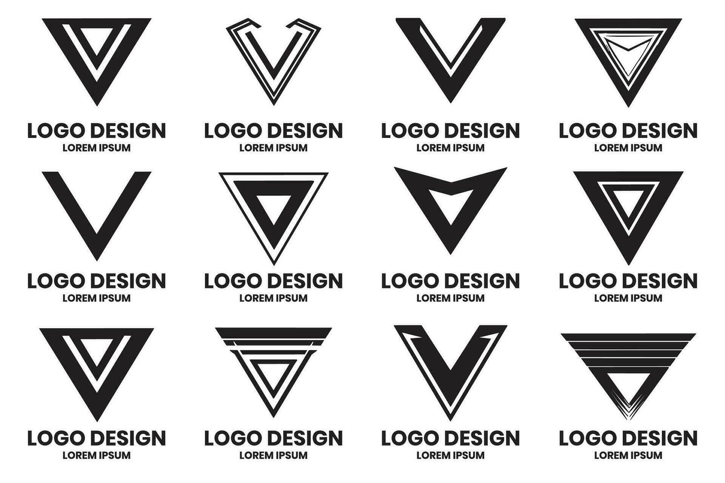 triangolare o v sagomato logo nel moderno stile per decorazione vettore