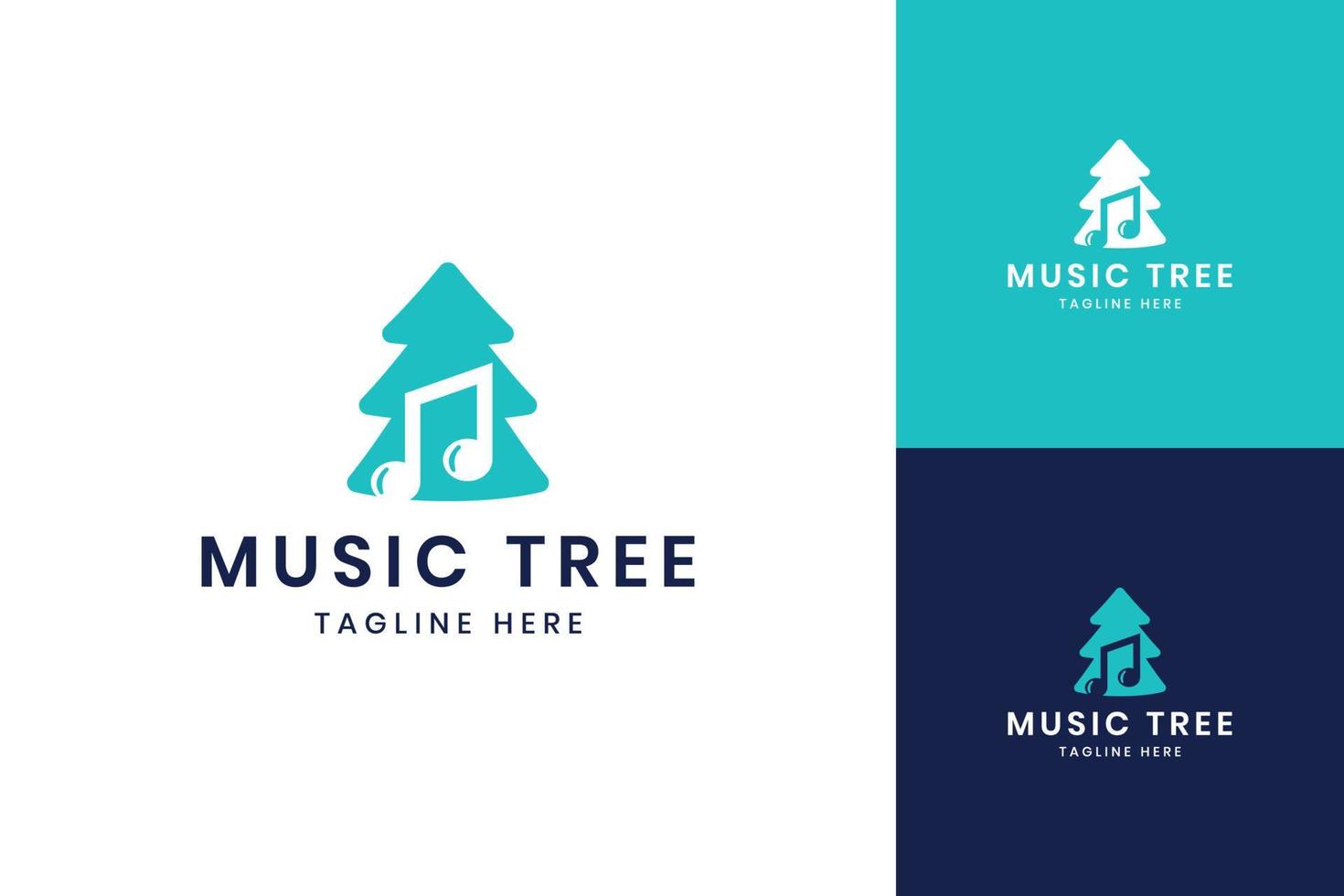 design del logo dello spazio negativo dell'albero della musica vettore