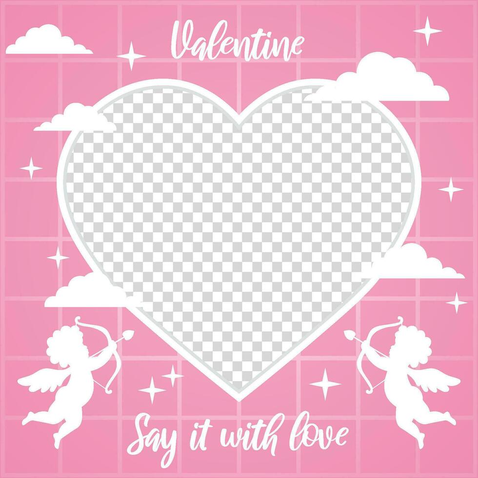 vuoto foto modello modello telaio San Valentino giorno stile Cupido amore design vettore modello illustrazione