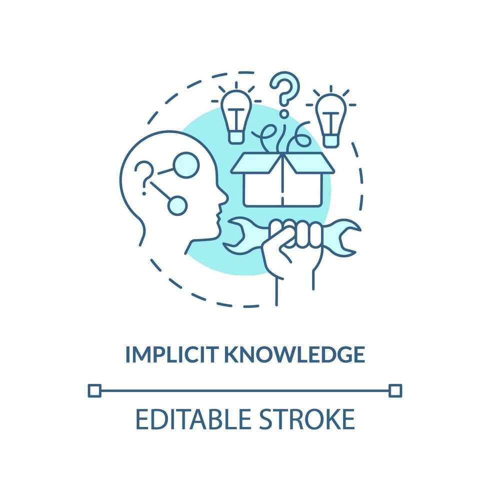 2d modificabile implicito conoscenza magro linea blu icona concetto, isolato vettore, monocromatico illustrazione che rappresentano conoscenza gestione. vettore
