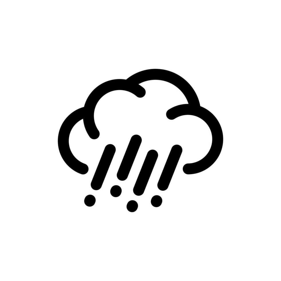 piatto pioggia nube illustrazione simbolo con delineato stile disegno, insolito piovoso tempo metereologico previsione icona modello vettore