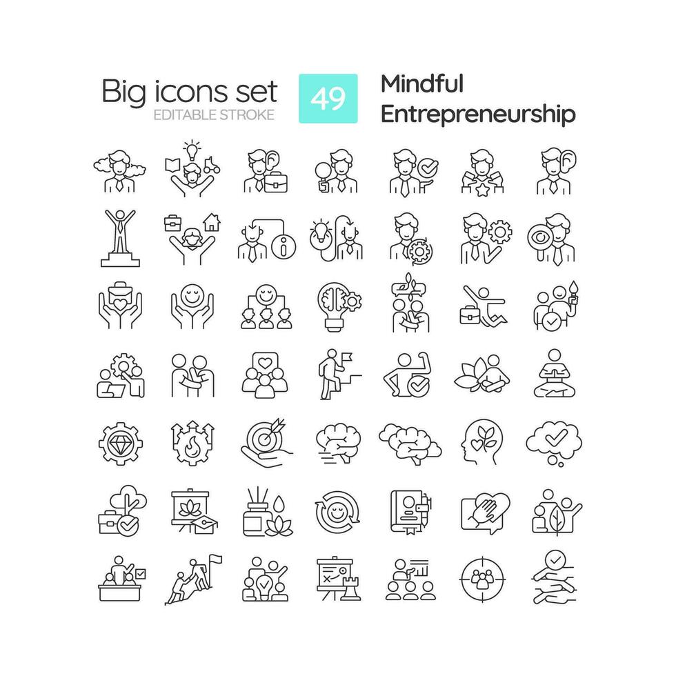 2d modificabile nero grande linea icone impostato che rappresentano memore imprenditoria, isolato vettore, lineare illustrazione. vettore