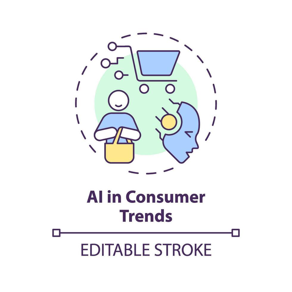 2d modificabile multicolore ai nel consumatore tendenze icona, semplice isolato vettore, ai ingegnere magro linea illustrazione. vettore