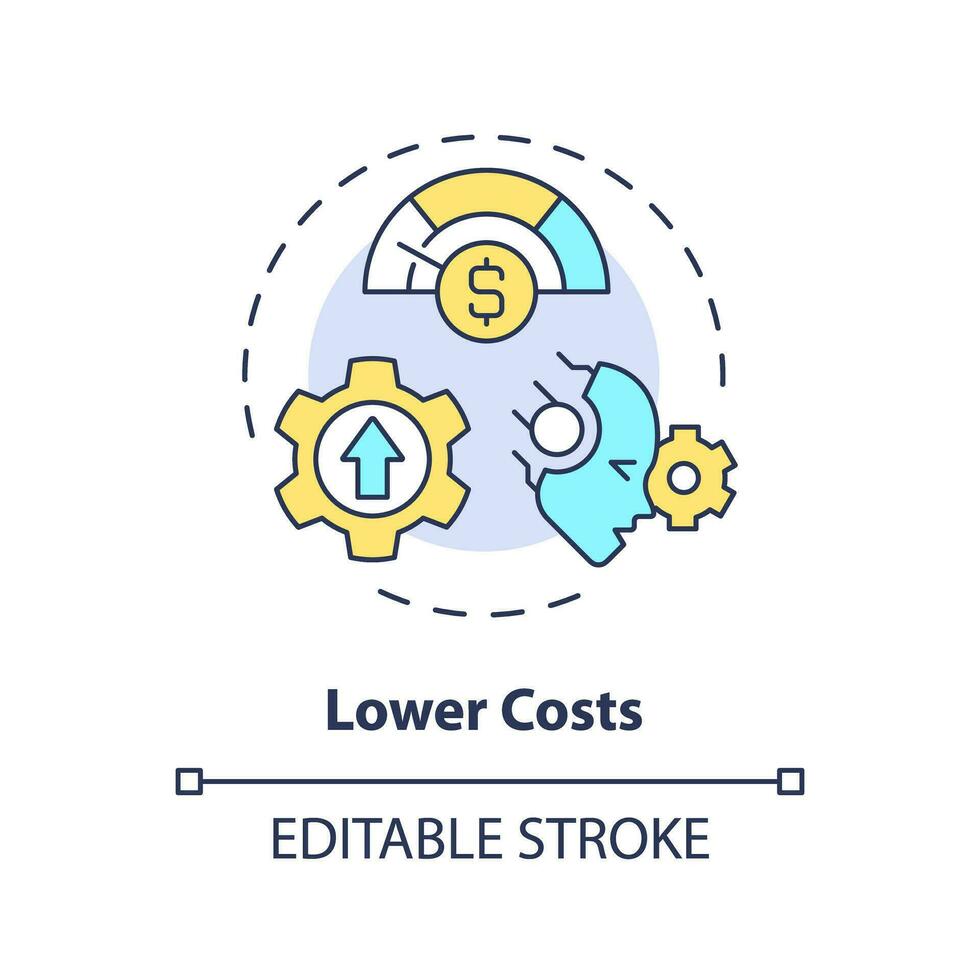 2d modificabile inferiore costi icona che rappresentano ai ops, isolato vettore, multicolore magro linea illustrazione. vettore