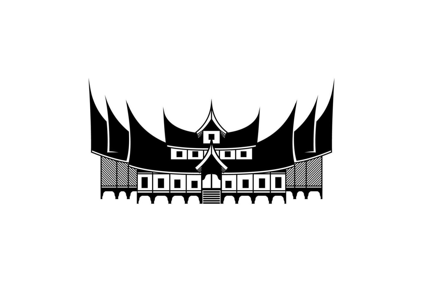 rumah gadang silhouette illustrazione vettore