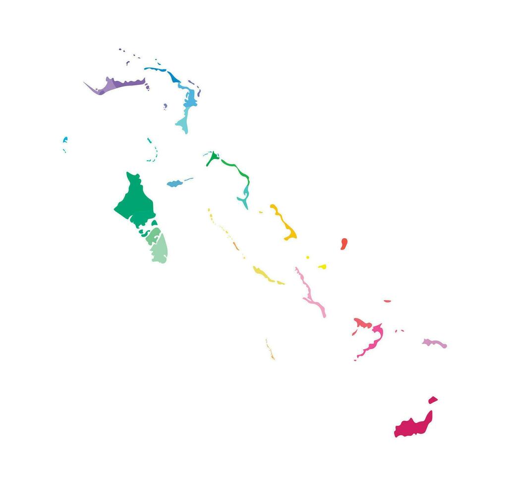 vettore isolato illustrazione di semplificato amministrativo carta geografica di il bahamas. frontiere di il regioni. Multi colorato sagome.