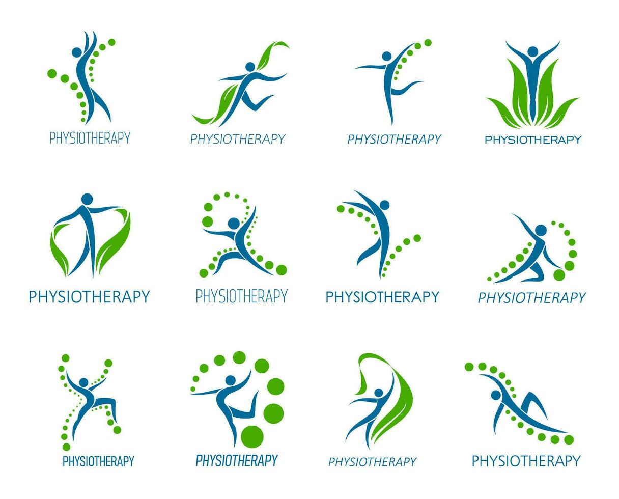 fisioterapia, chiropratica terapia, massaggio icona vettore