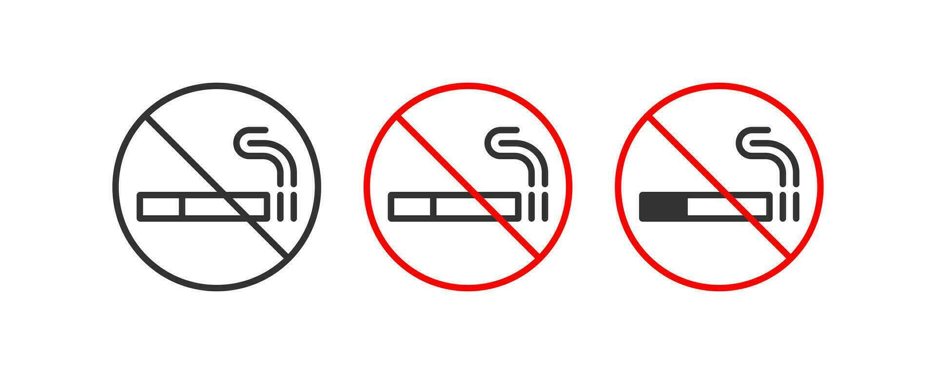 no fumo linea divieto icona impostare. vettore illustrazione design.
