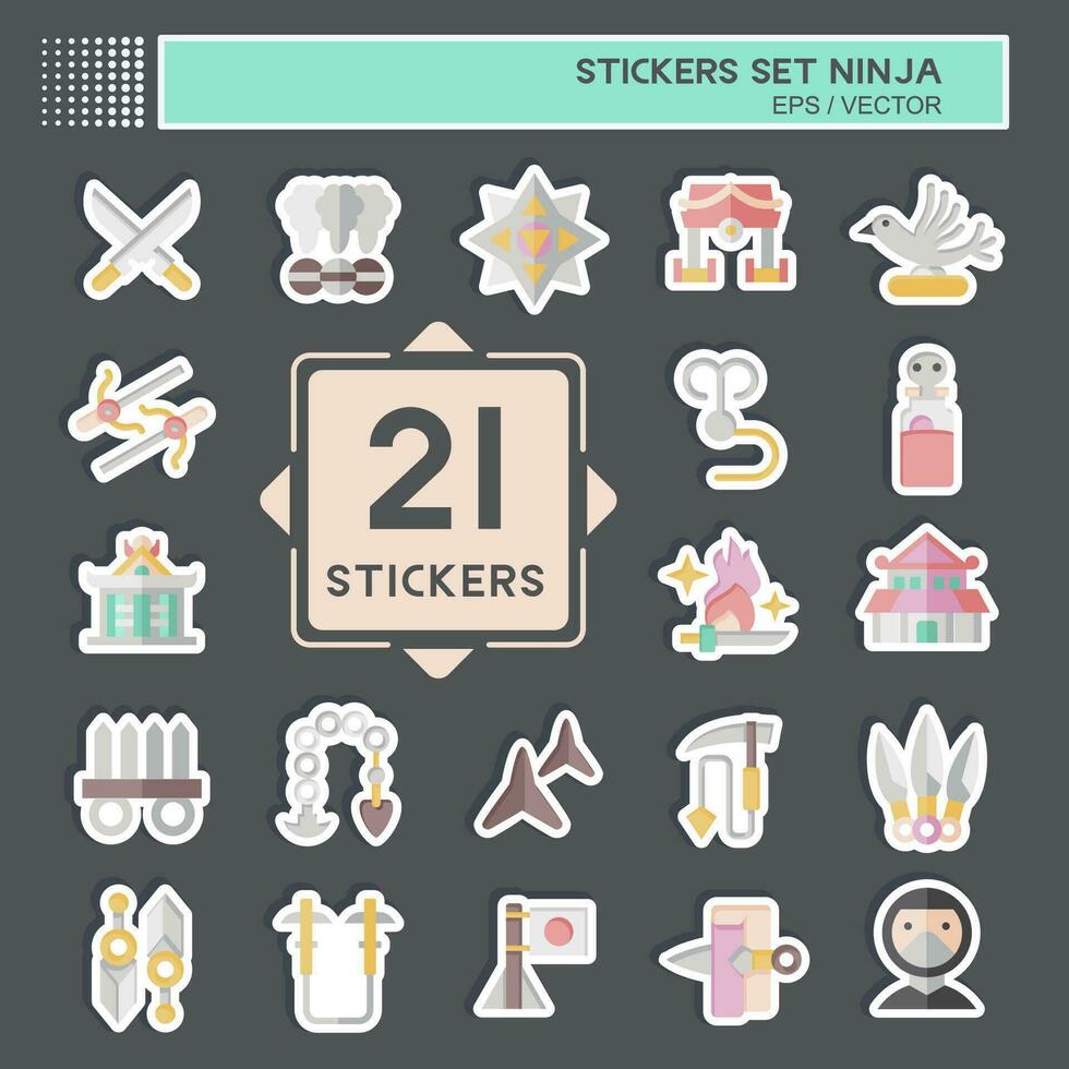 etichetta impostato ninja. relazionato per Giappone simbolo. semplice design modificabile. semplice illustrazione vettore