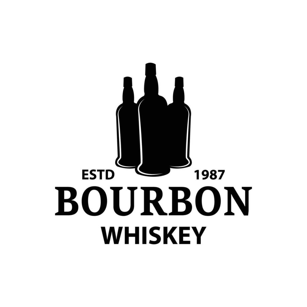 whisky logo design vecchio bevanda bottiglia semplice stile retrò Vintage ▾ bar ristorante templet illustrazione vettore