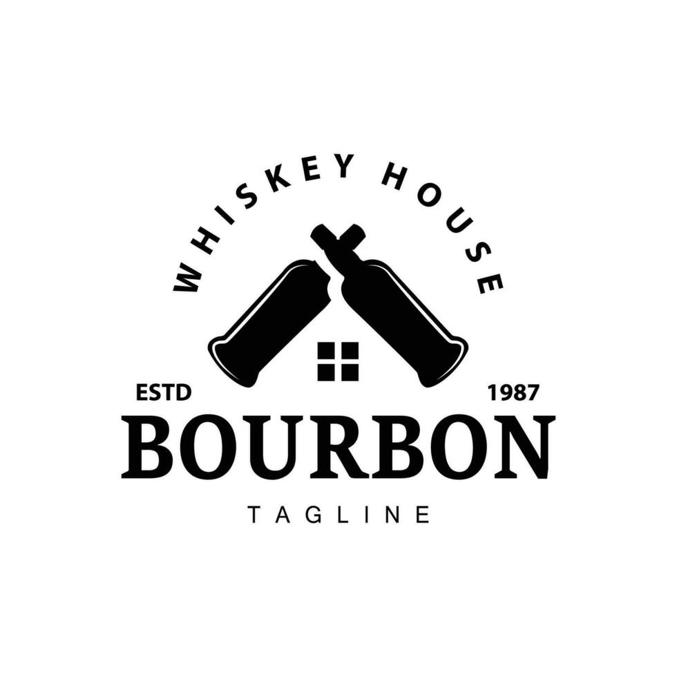 whisky logo design vecchio bevanda bottiglia semplice stile retrò Vintage ▾ bar ristorante templet illustrazione vettore