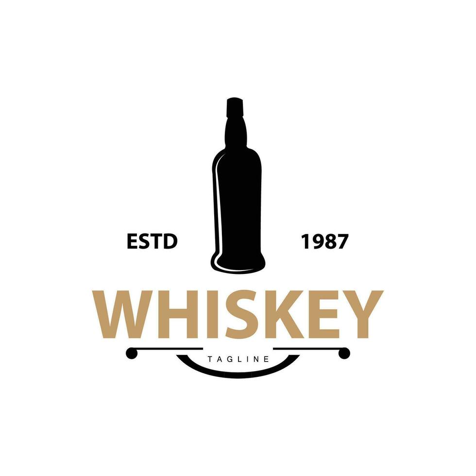 whisky logo design vecchio bevanda bottiglia semplice stile retrò Vintage ▾ bar ristorante templet illustrazione vettore