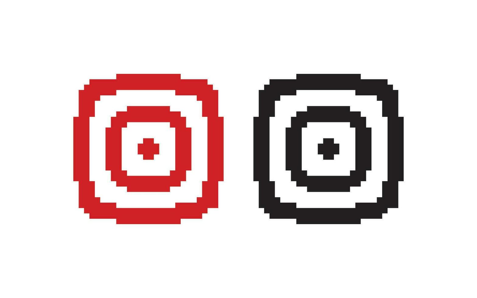 pixel bersaglio icona. raggiungimento bussines obiettivi illustrazione simbolo. cartello 8 bit gioco vettore