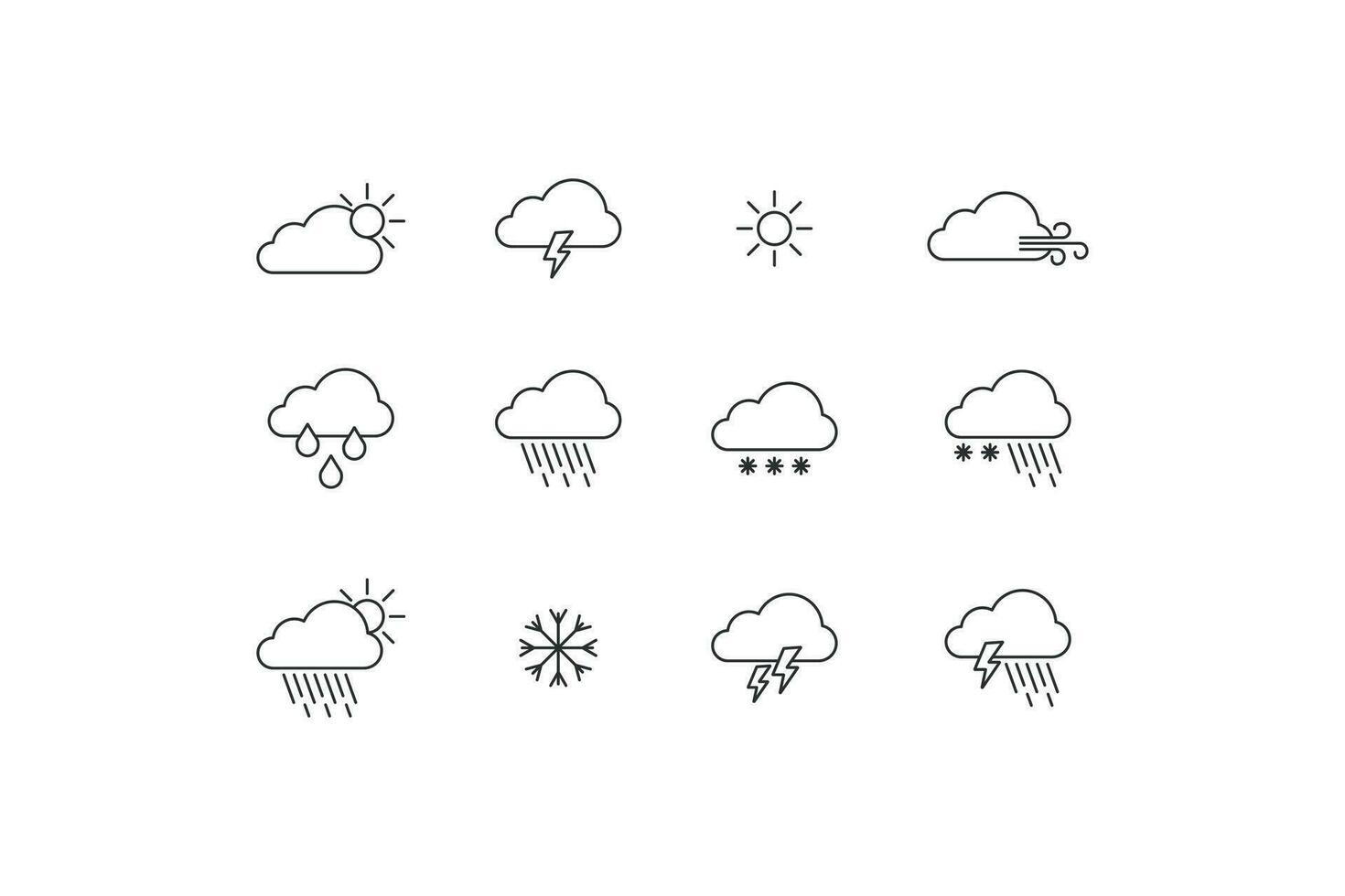 tempo metereologico icona impostare. previsione tempo metereologico illustrazione simbolo. cartello clima vettore