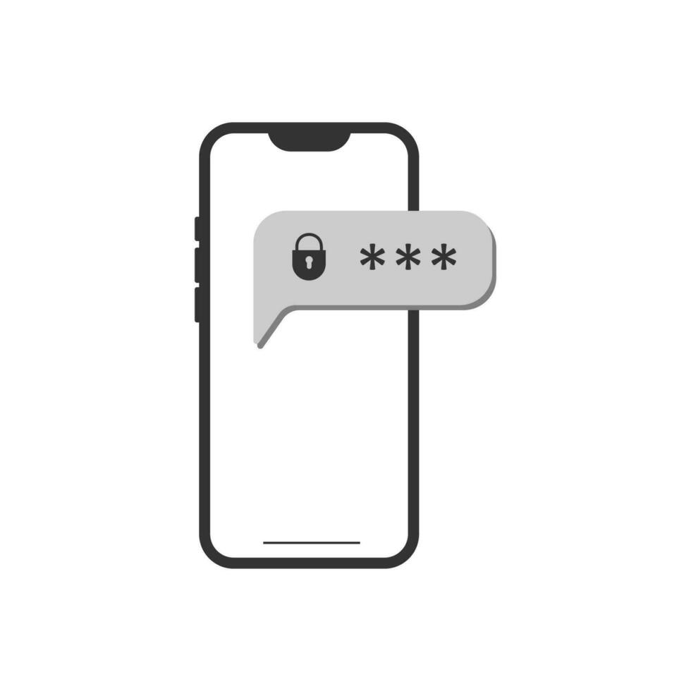 Telefono parola d'ordine icona. smartphone protetta illstration simbolo. cartello Telefono serratura vettore