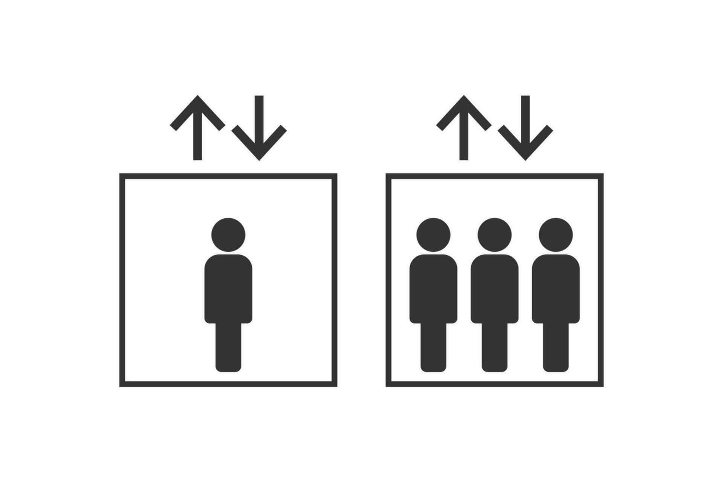 ascensore con persone icona. trasporto simbolo. cartello sollevamento vettore. vettore