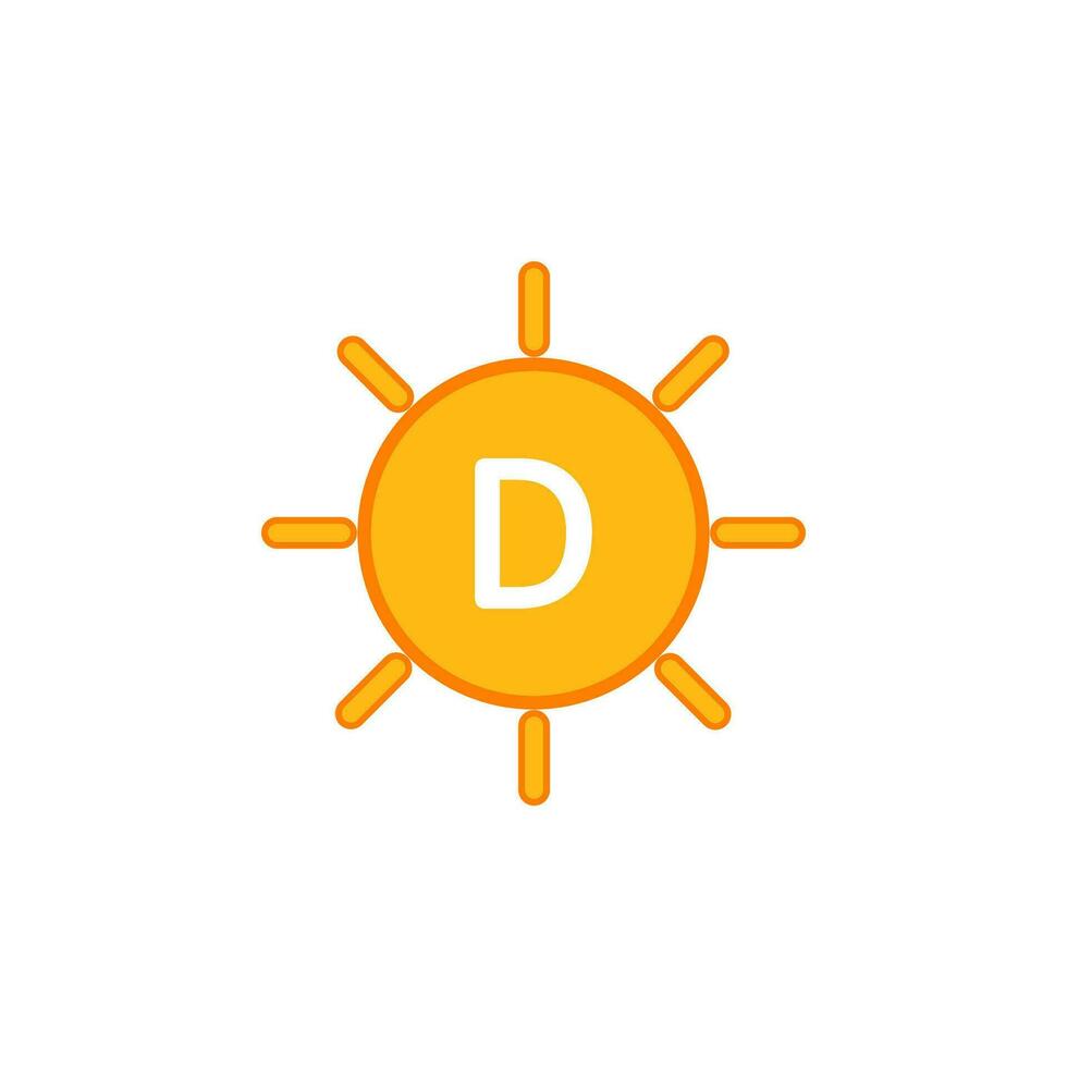 vitamina d sole icona. luce del sole simbolo. cartello d3 vettore. vettore