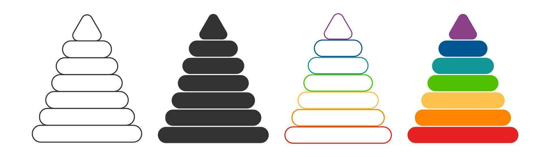 piramide giocattolo icona. bambini gioco simbolo. cartello colorato educare bambino vettore. vettore