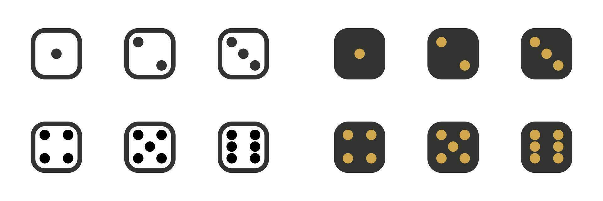 dado icona. bianca, nero gioco oggetto simbolo. cartello cubo vettore. vettore