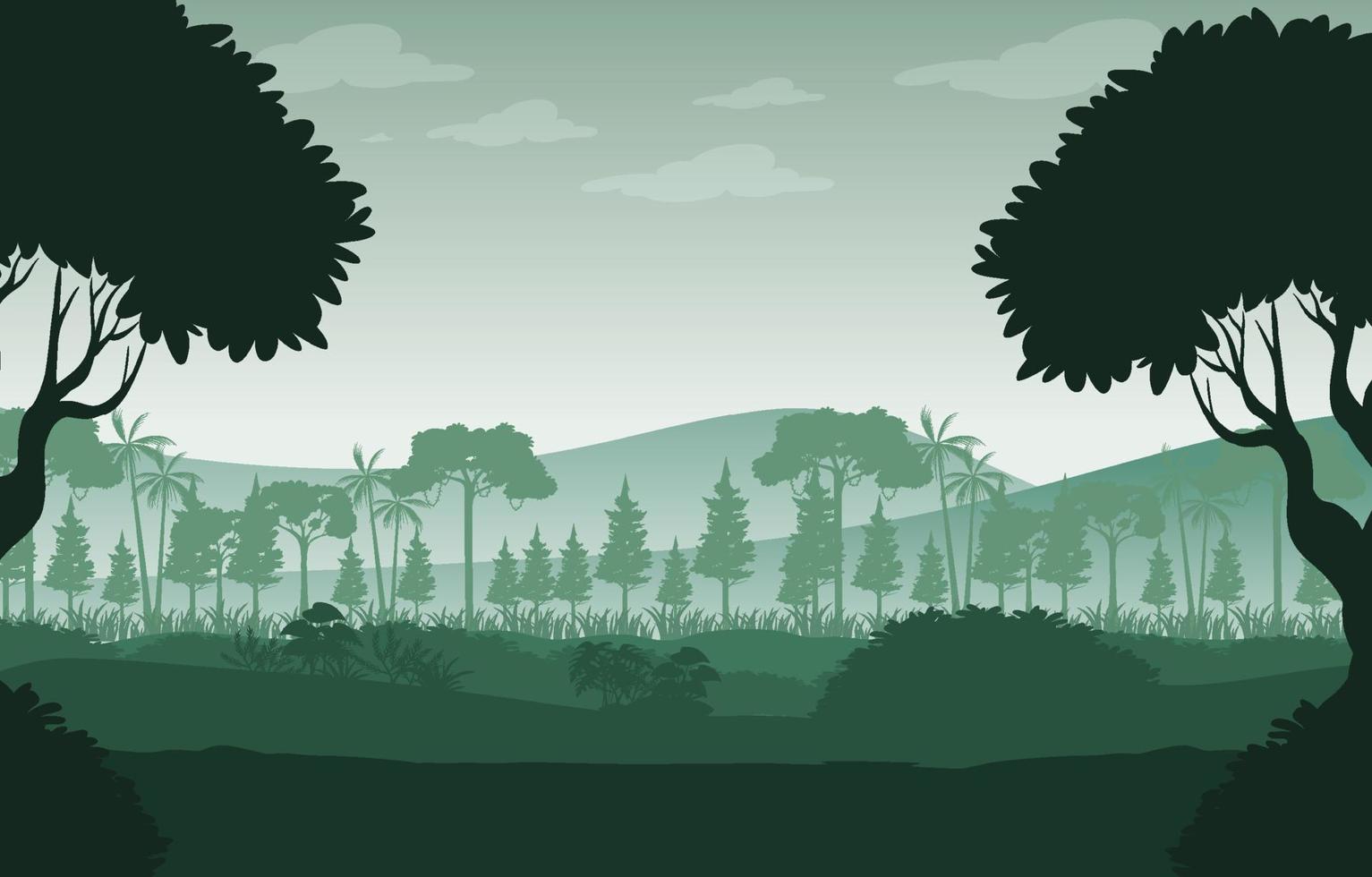 sfondo del paesaggio forestale silhouette vettore