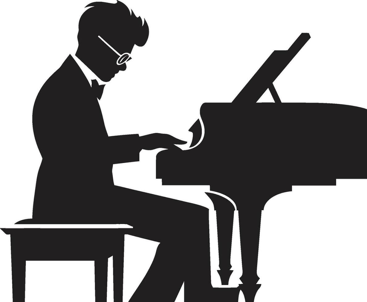jazz pianoforte esecutore nero vettore icona calmante tastierista vettore design