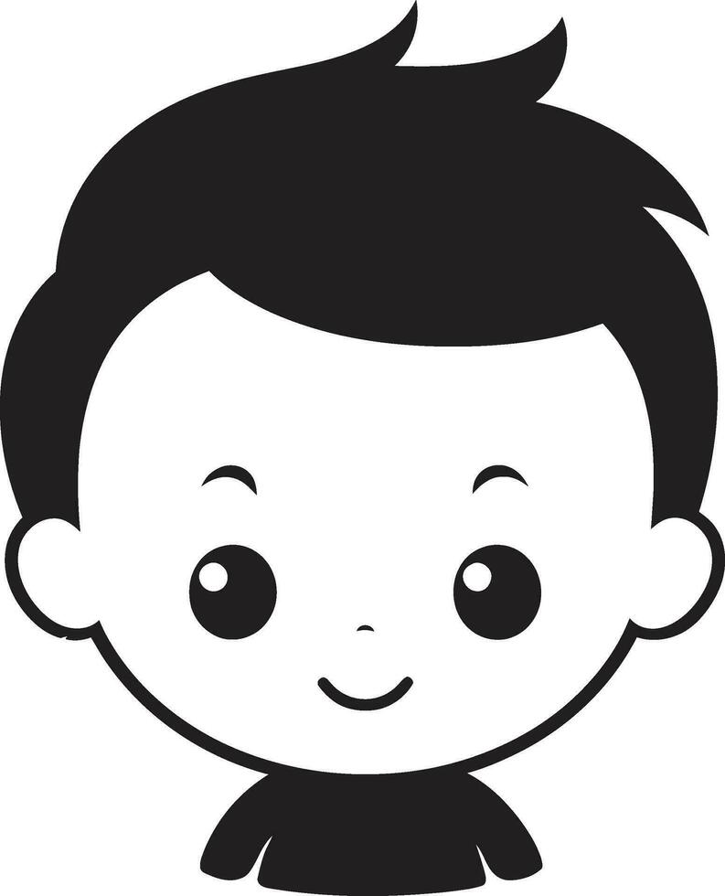 adorabile buffonate nero bambino icona nel vettore poco luminescenza piccolo bambino vettore logo