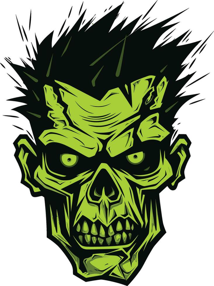 impazzito zombie cranio vettore icona psicopatico cranio impressione vettore design