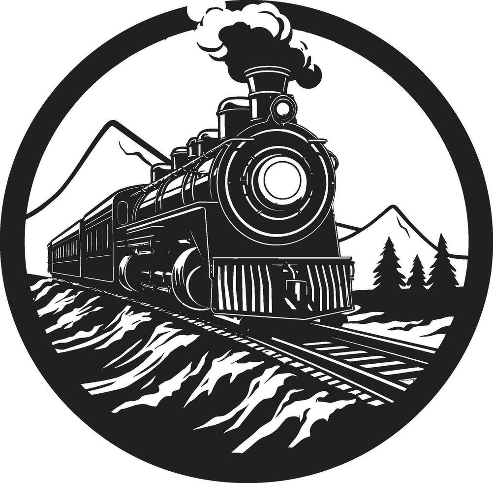 nero vettore Vintage ▾ rotaie icona senza tempo ferrovia avventura vettore design