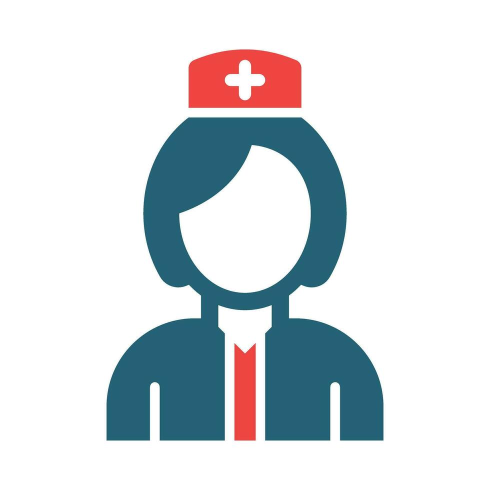 infermiera glifo Due colore icona design vettore