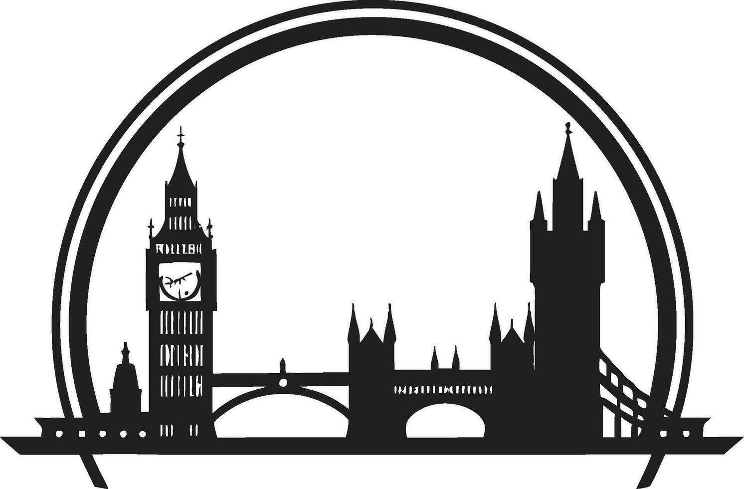 Tamigi fiume panorama nero icona londinesi Torre ponte vettore nero design