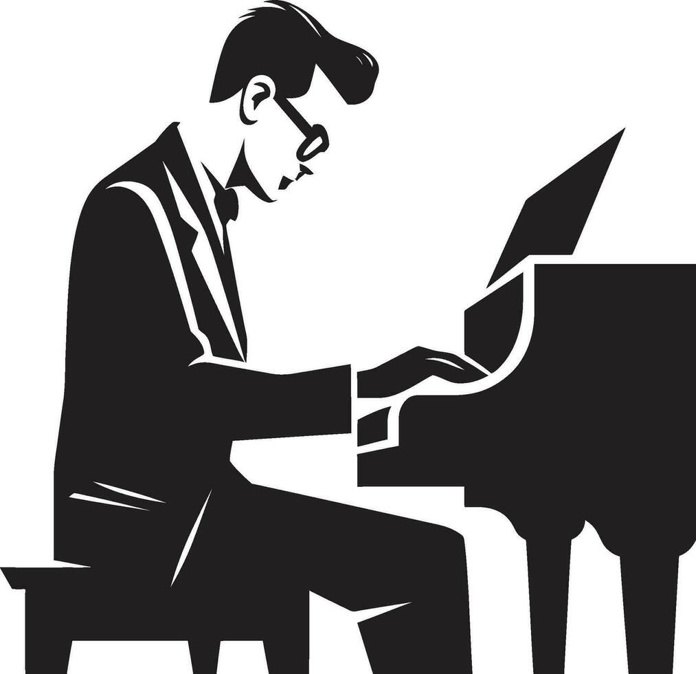 ritmico pianista vettore design pianoforte sonata specialista nero icona