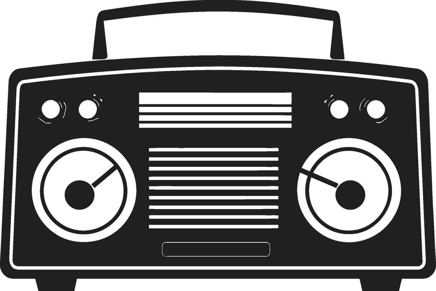 memorabile Radio consolle nero icona eredità Audio dispositivo vettore nero design