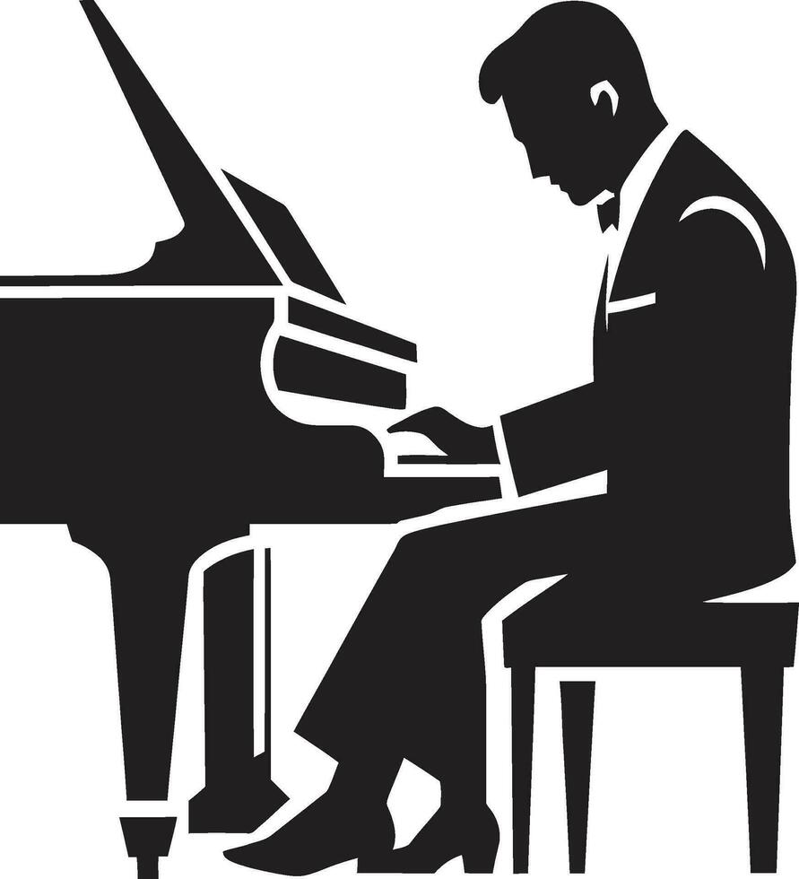 Serenading pianista vettore design pianoforte sonata virtuoso nero icona
