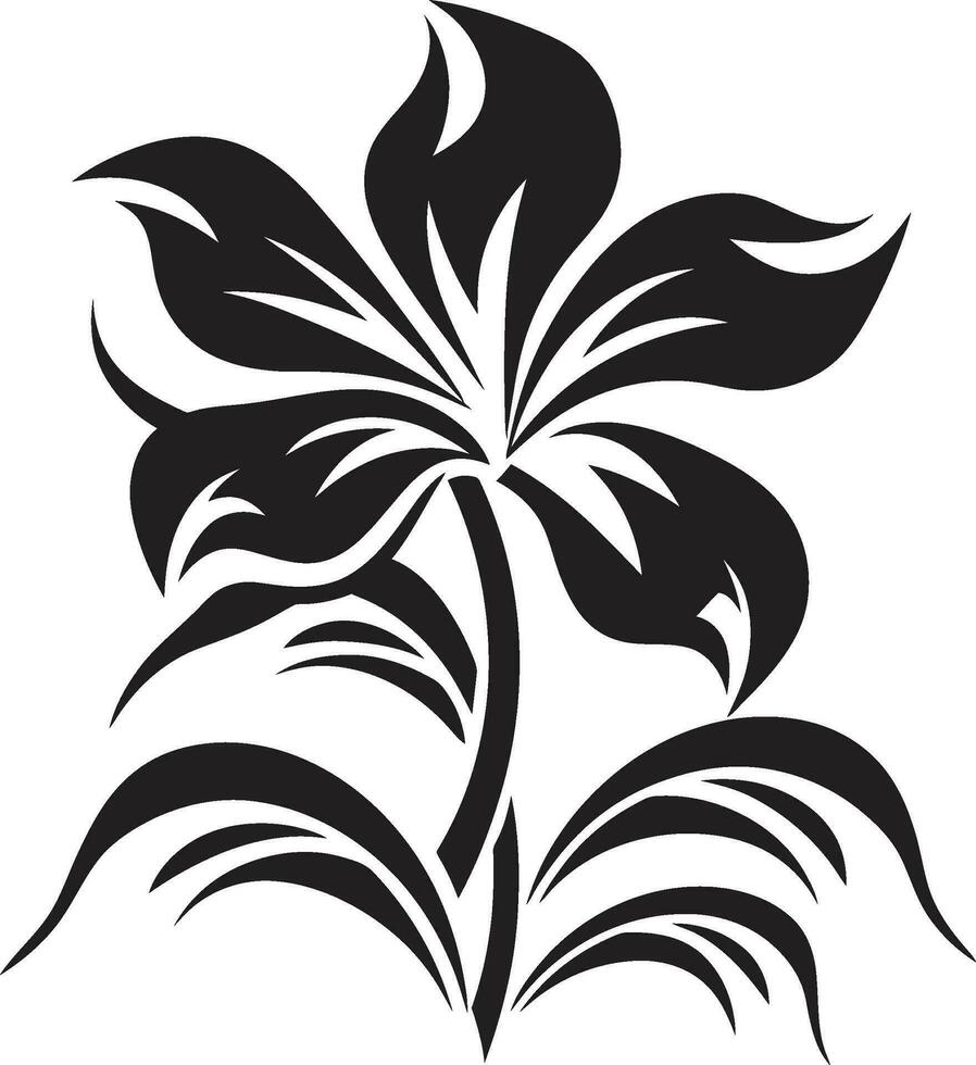nero vettore esotico Paradiso icona tropicale fioritura eleganza vettore nero design