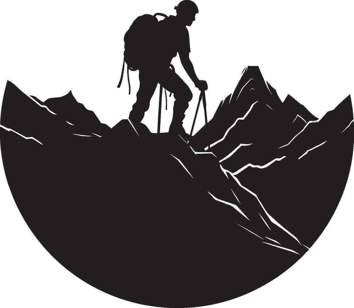 roccia scalatore silhouette nero icona escursionisti trionfo vettore nero design