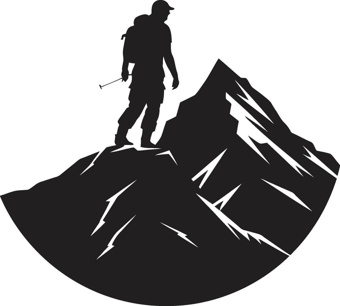 alpino esploratore nero icona montagna scalatore profilo vettore nero design