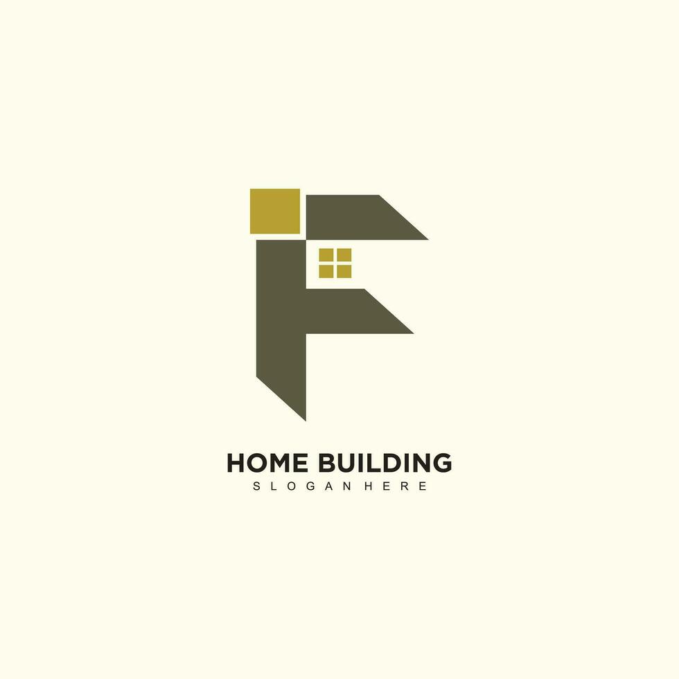 edificio logo design con lettera f concetto, vero proprietà, casa vettore